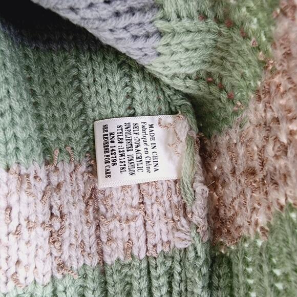 NEW Love Riche Striped Balloon Sleeve Chunky Knit Sweater (Medium) - Picture 7 of 10